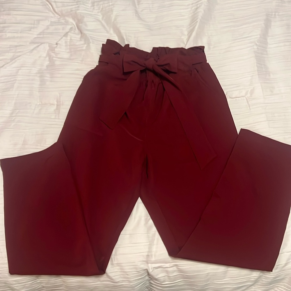 Burgundy Grace Karen Paper Bag Pants - Size M